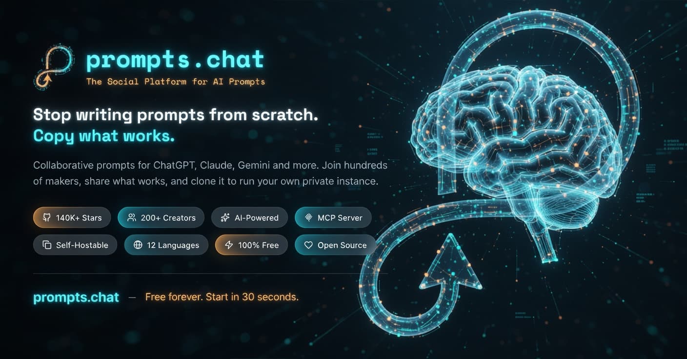 Prompts.chat su GitHub: Nuovo hub per prompt AI open source