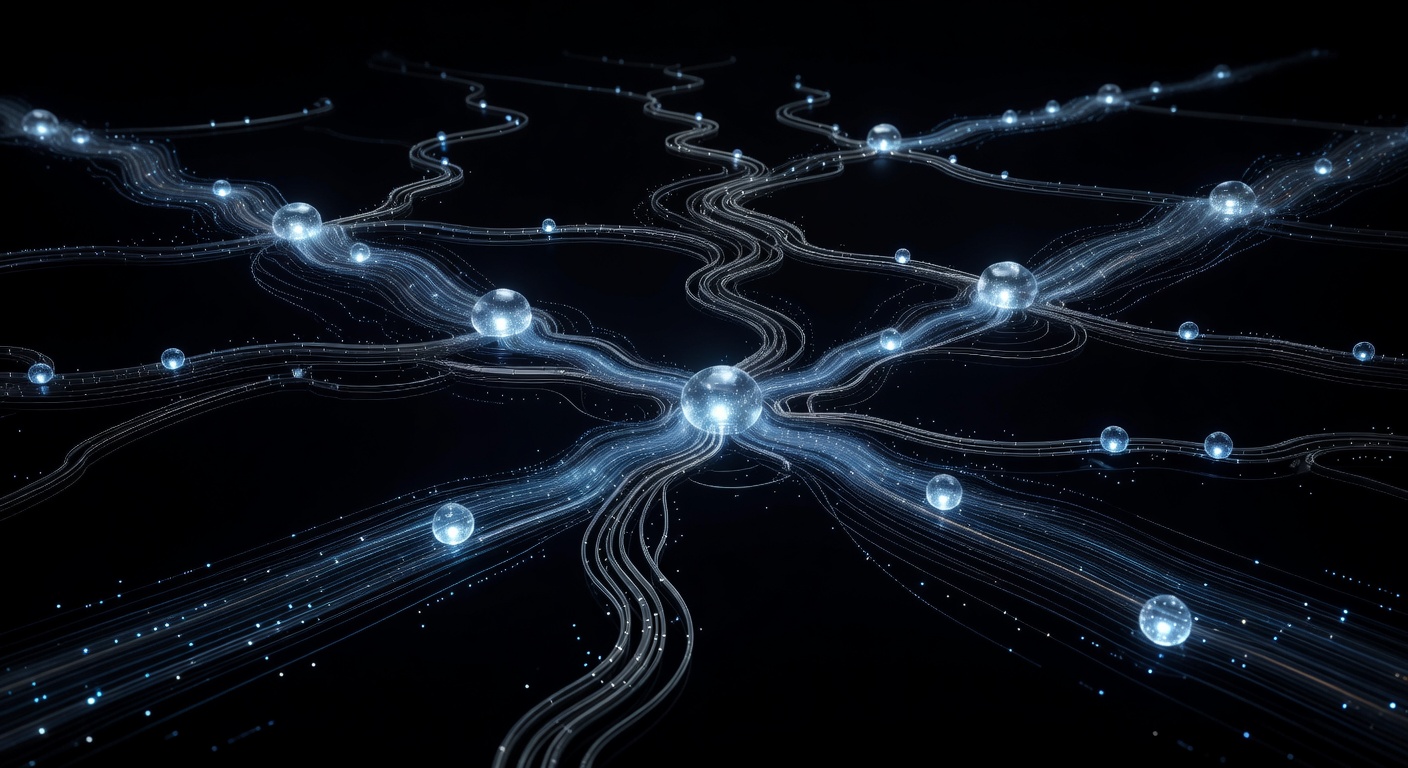 A modern abstract visualization of a command-line interface workflow, showing branching paths, glowing nodes representing AI agents, and parallel processing streams in a dark tech aesthetic, without any text or logos.
