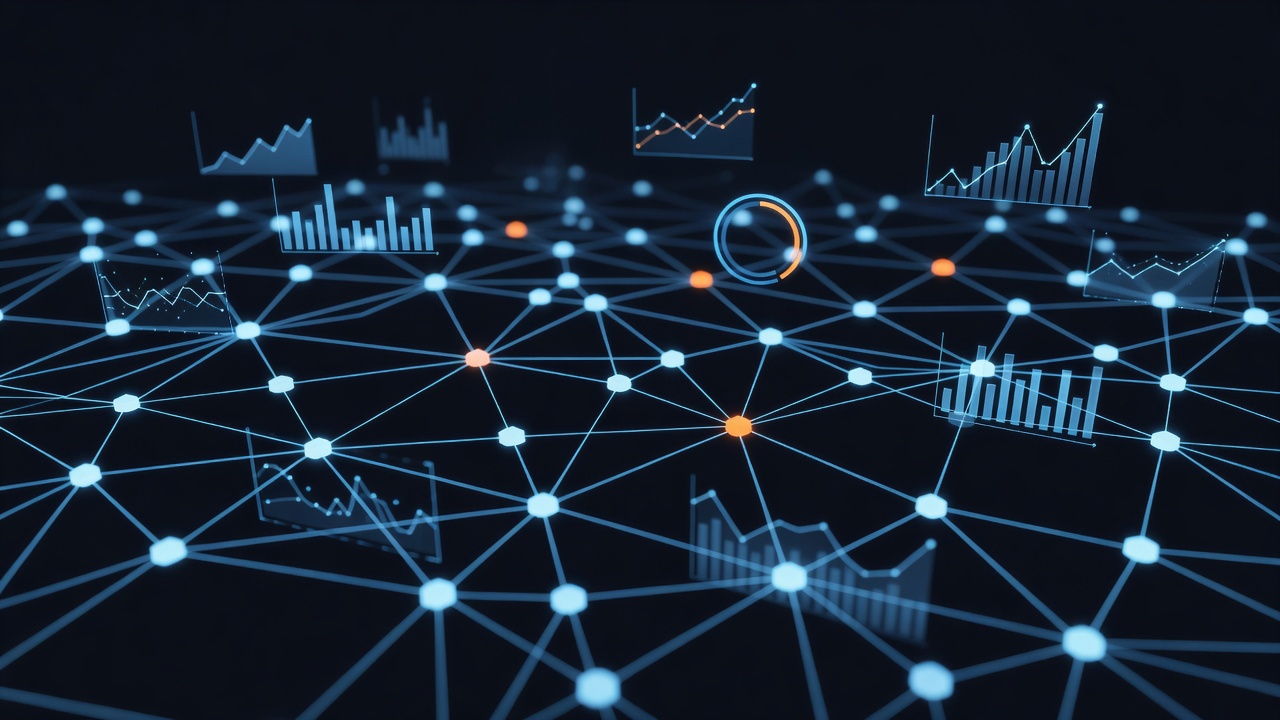 A sleek, conceptual digital illustration showing a glowing AI node network with a few orange warning nodes indicating bottlenecks, alongside abstract floating graphs and a budget meter, rendered in a clean futuristic tech style, no text or logos.