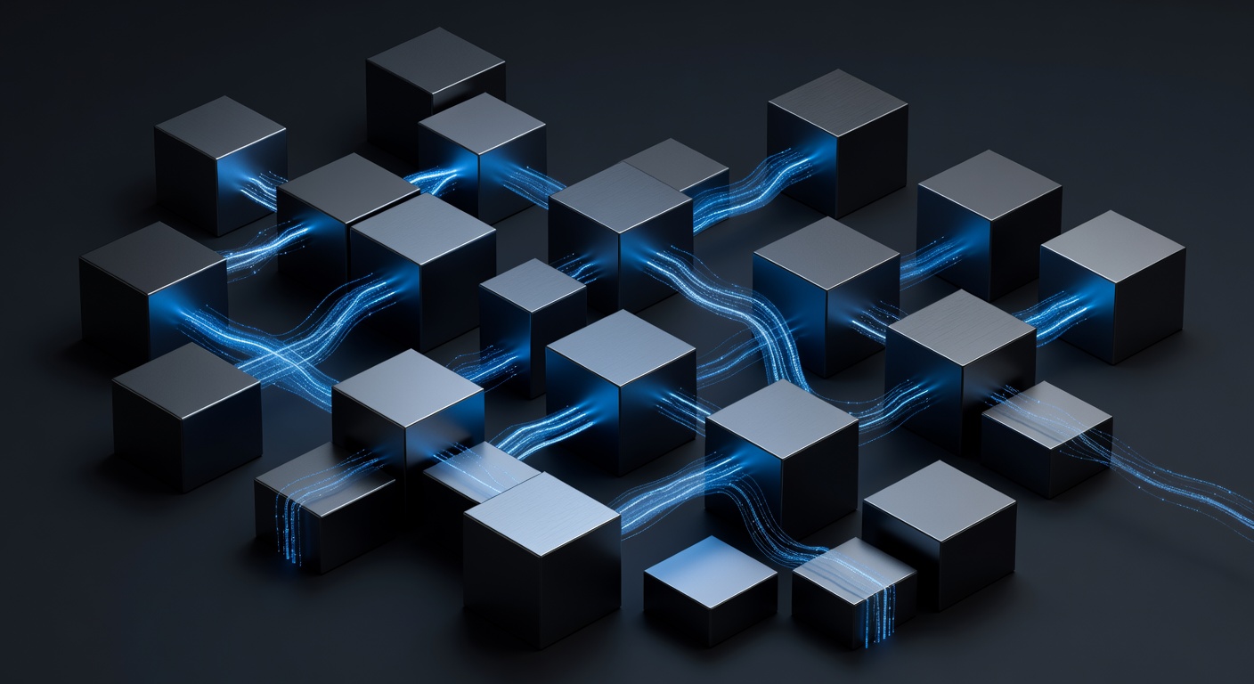 A sleek, minimalist illustration of interconnected digital blocks forming a cohesive structure, symbolizing software integration and automated workflows, with glowing data streams connecting the components, modern developer environment aesthetic, no text or logos