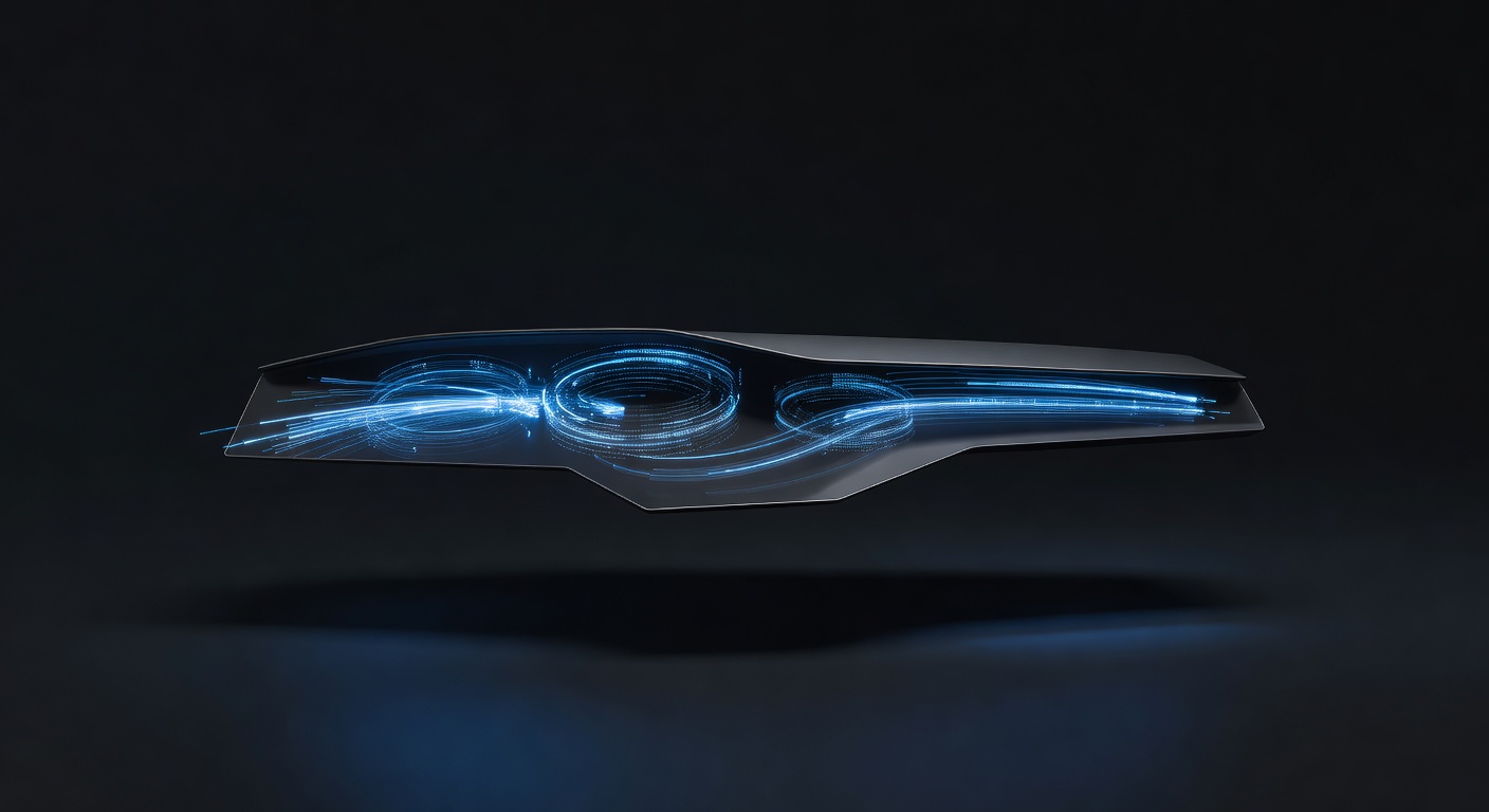 Abstract conceptual illustration of a balance between performance and control, featuring a minimalist dashboard with glowing speed metrics and efficiency indicators, modern tech style, dark background, no text or logos.